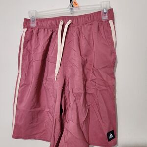 Adidas Swim Shorts Size Small Dust Pink Color Elastic Waist With Pockets